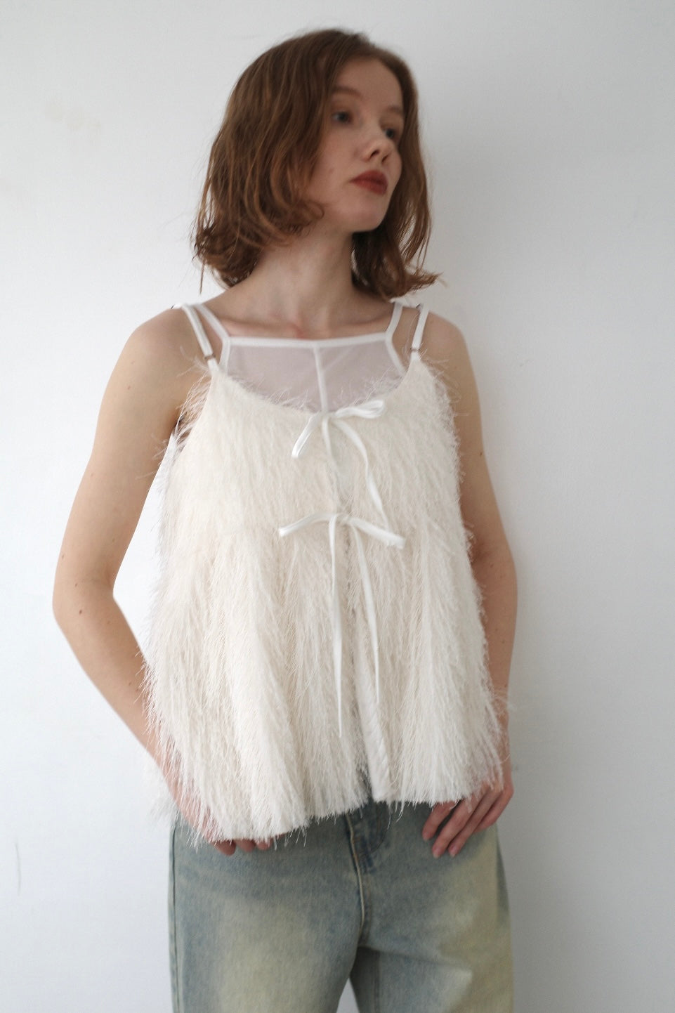 Front ribbon shaggy top
