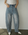 Curve balloon denim pants