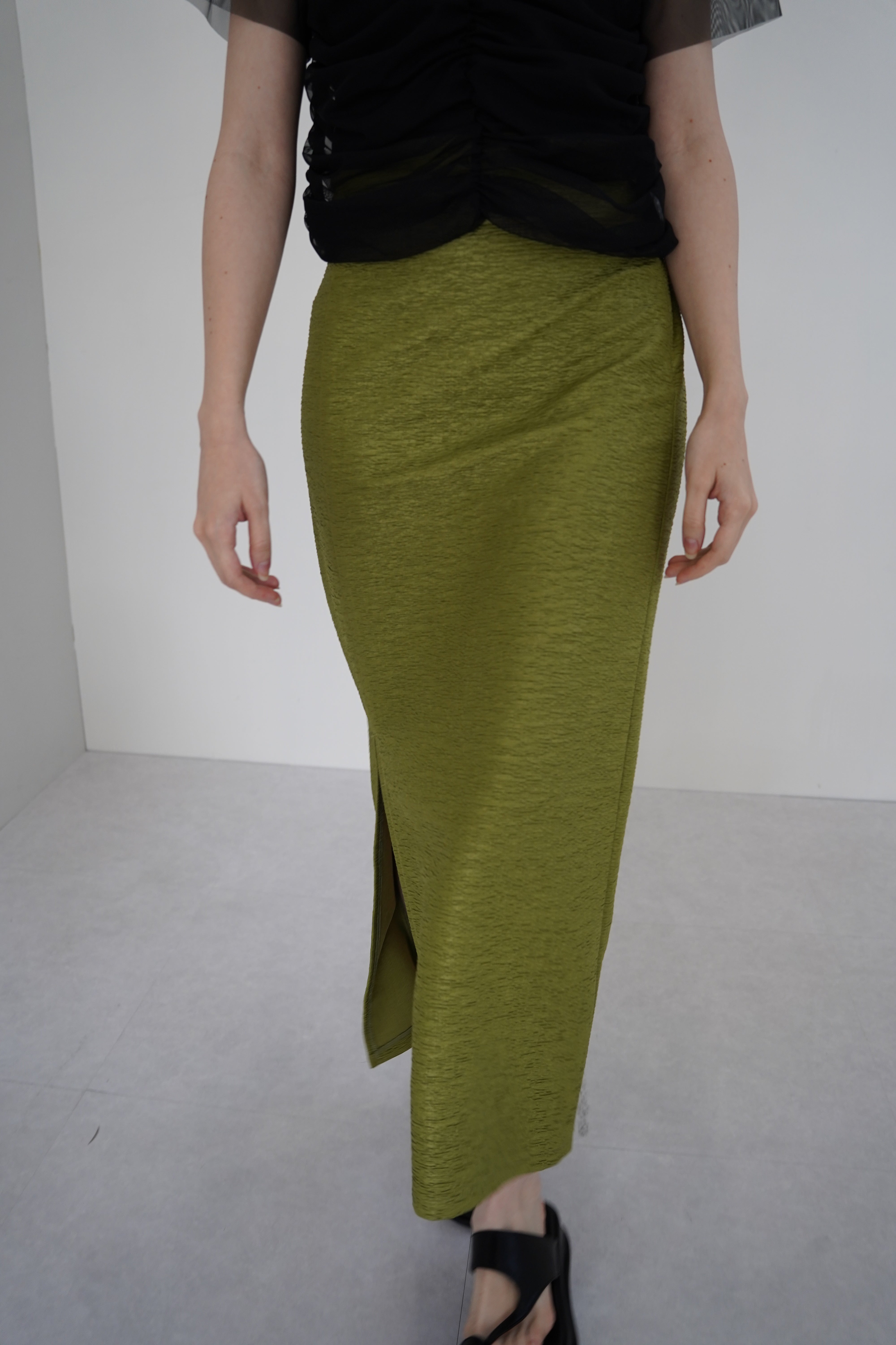 Jacquard slit skirt