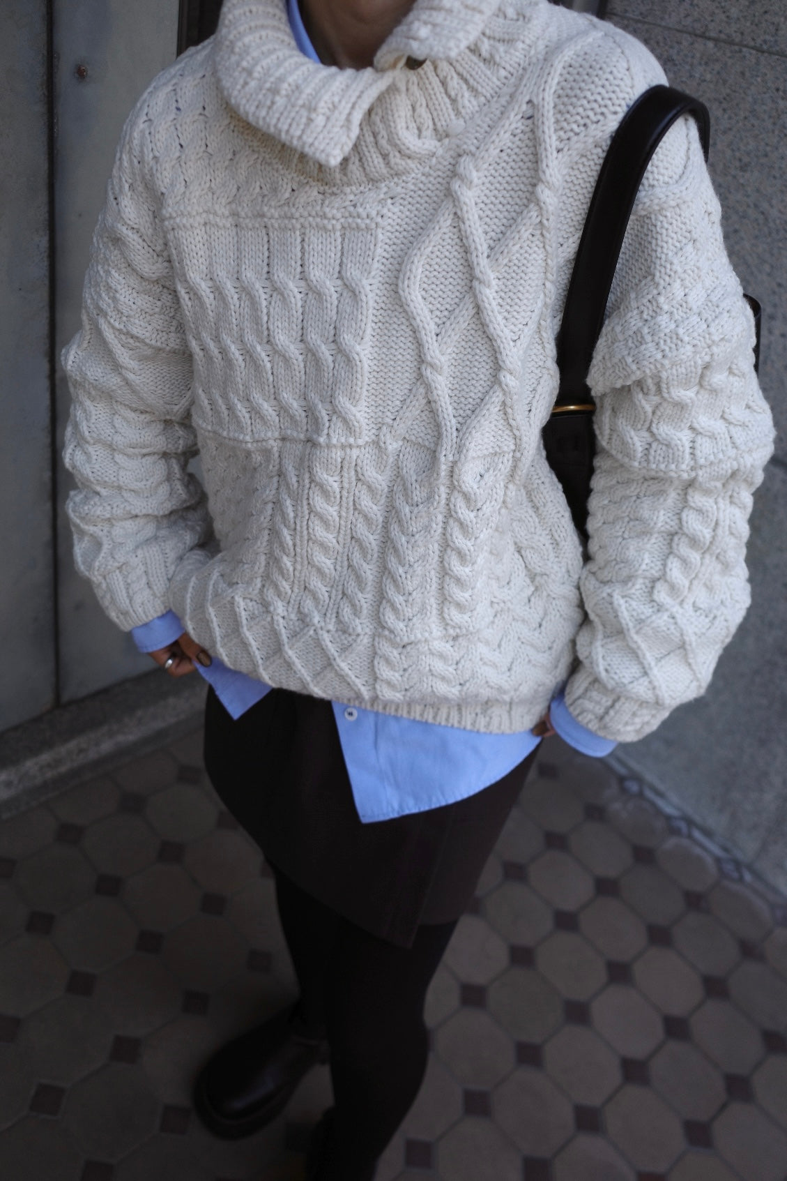 Asymmetric cable knit