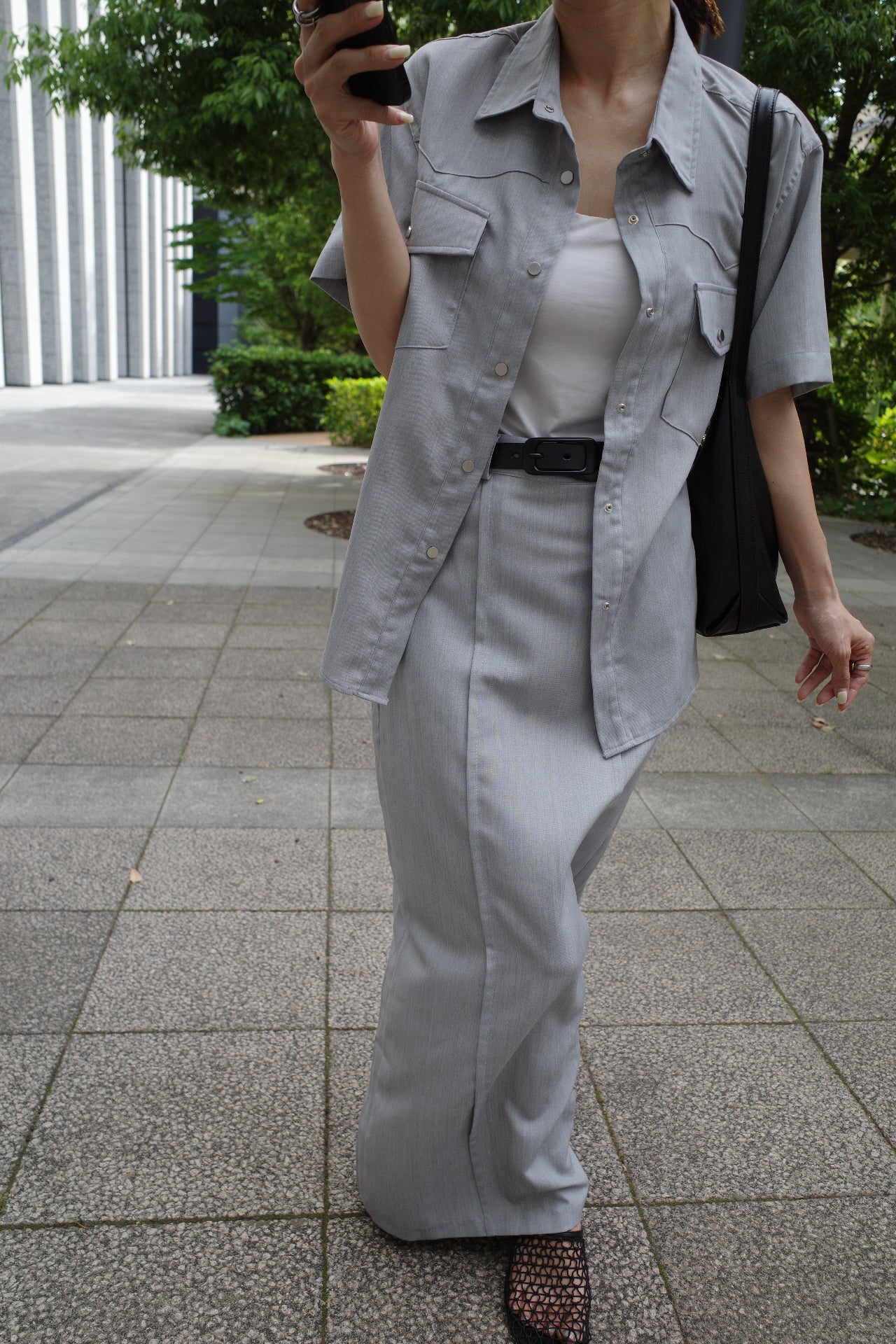 【5/22-発売】Half sleeve switching shirt