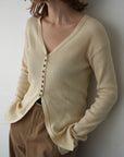【再入荷】Vneck button lib cardigan