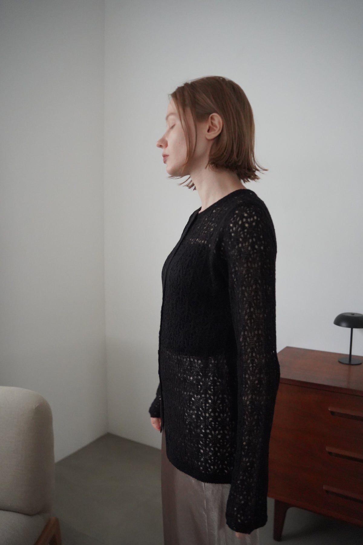 Mohair Touch Openwork Cardigan