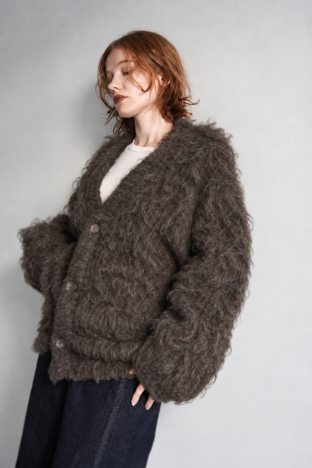 Shaggy mohair cardigan