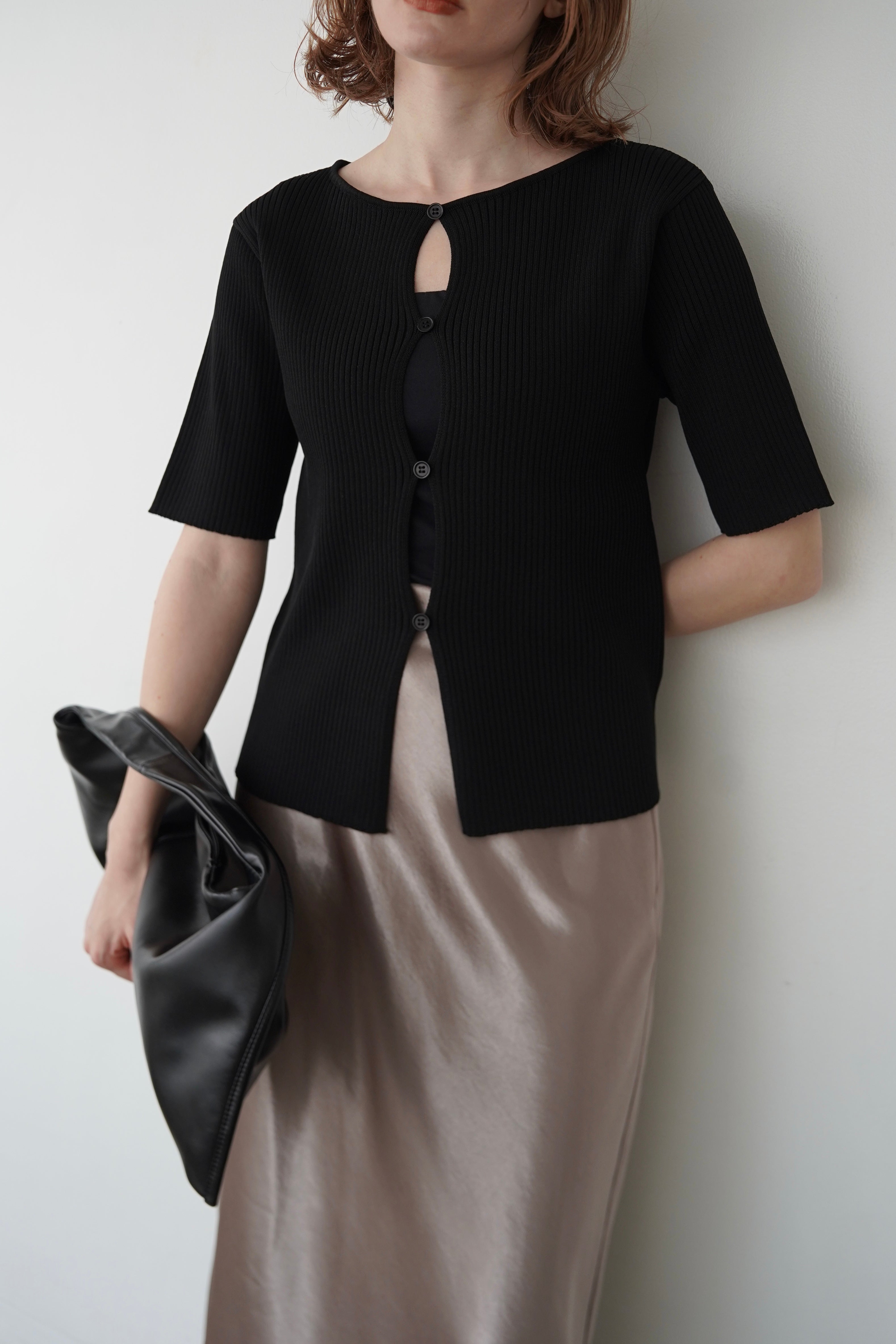 Front button half sleeve top