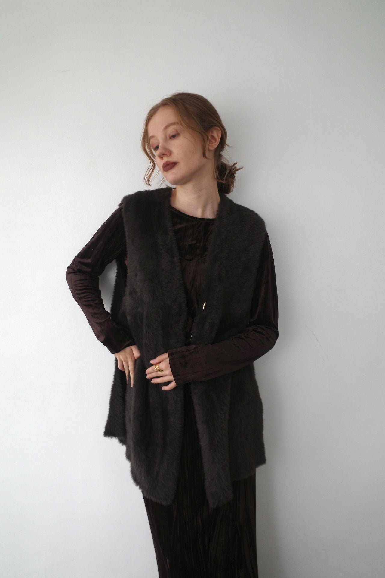 Double face shaggy gilet