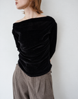【予約販売】10月上旬-発送　Unbalance gather sier velours tops