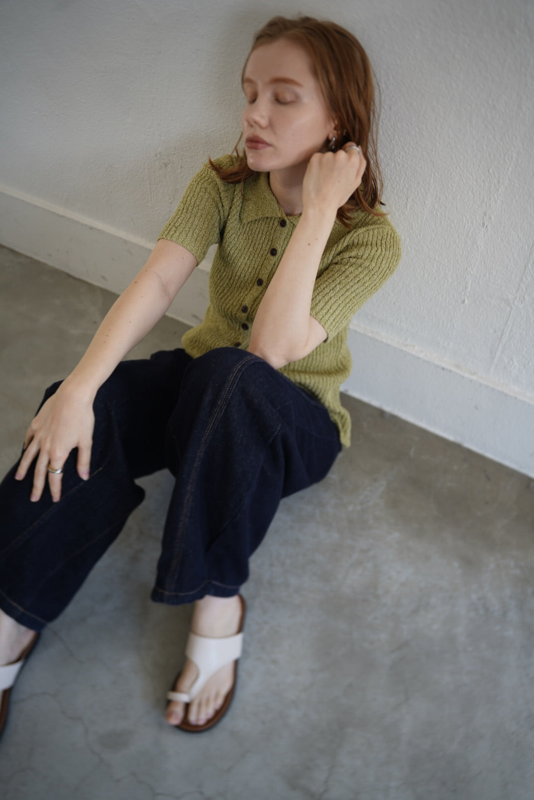 Bouclé knit polo