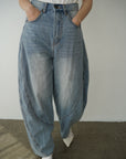 Curve balloon denim pants