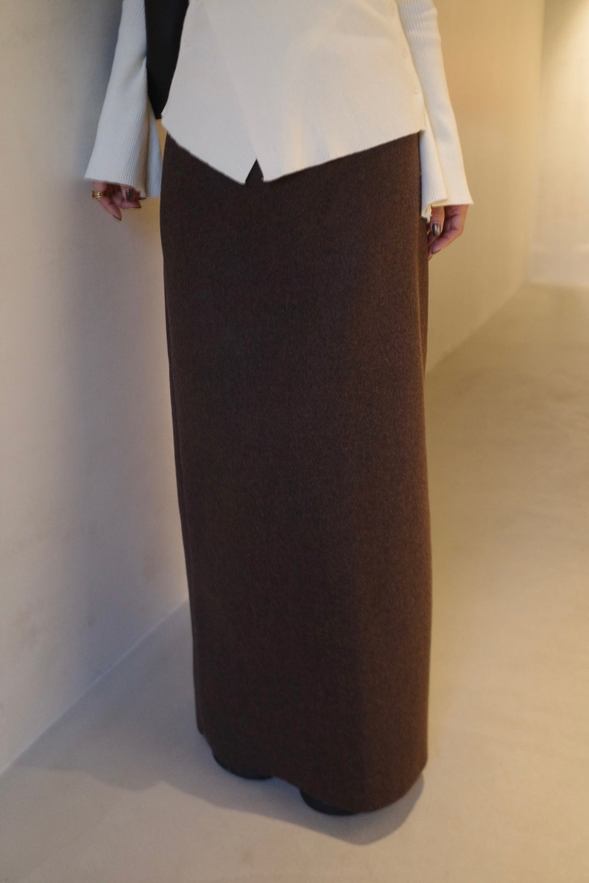 Wool soft long skirt