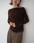 【予約販売】10月上旬-発送　Unbalance gather sier velours tops