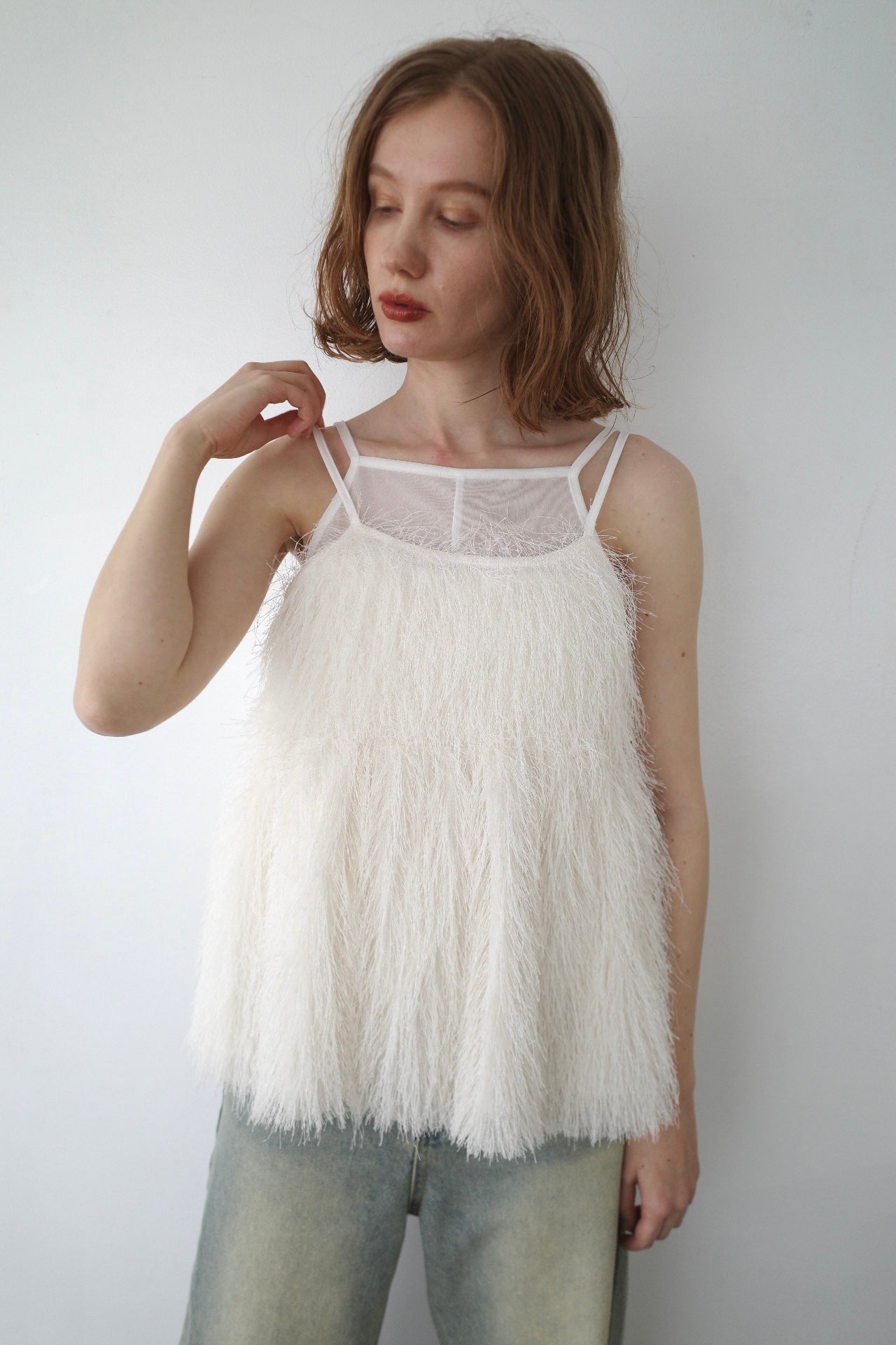 Front ribbon shaggy top