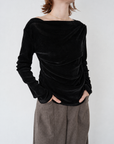 【予約販売】10月上旬-発送　Unbalance gather sier velours tops