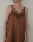 Race satin camisole one-piece