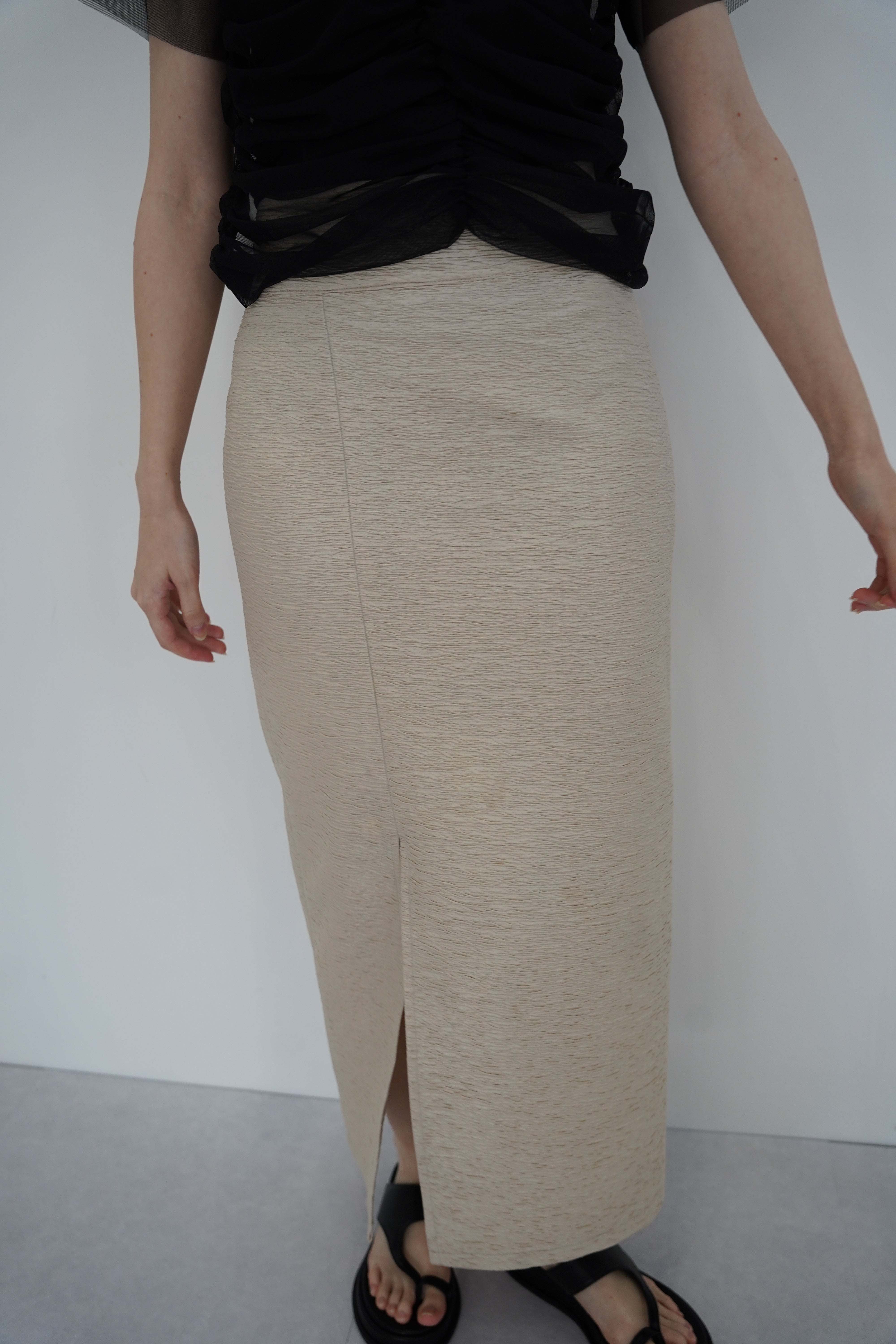 Jacquard slit skirt