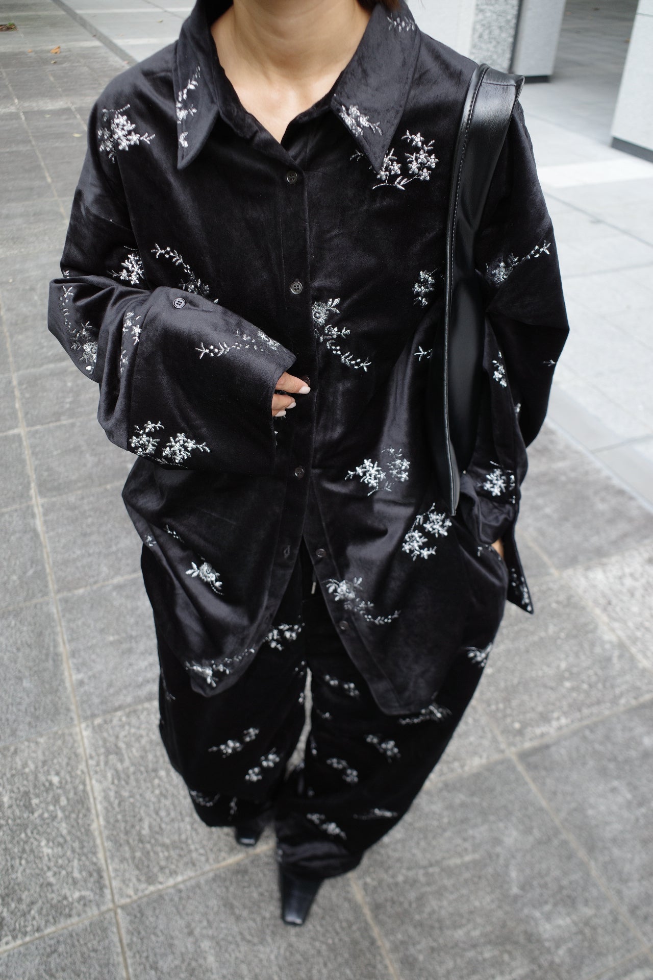 Velours flower pattern Pants