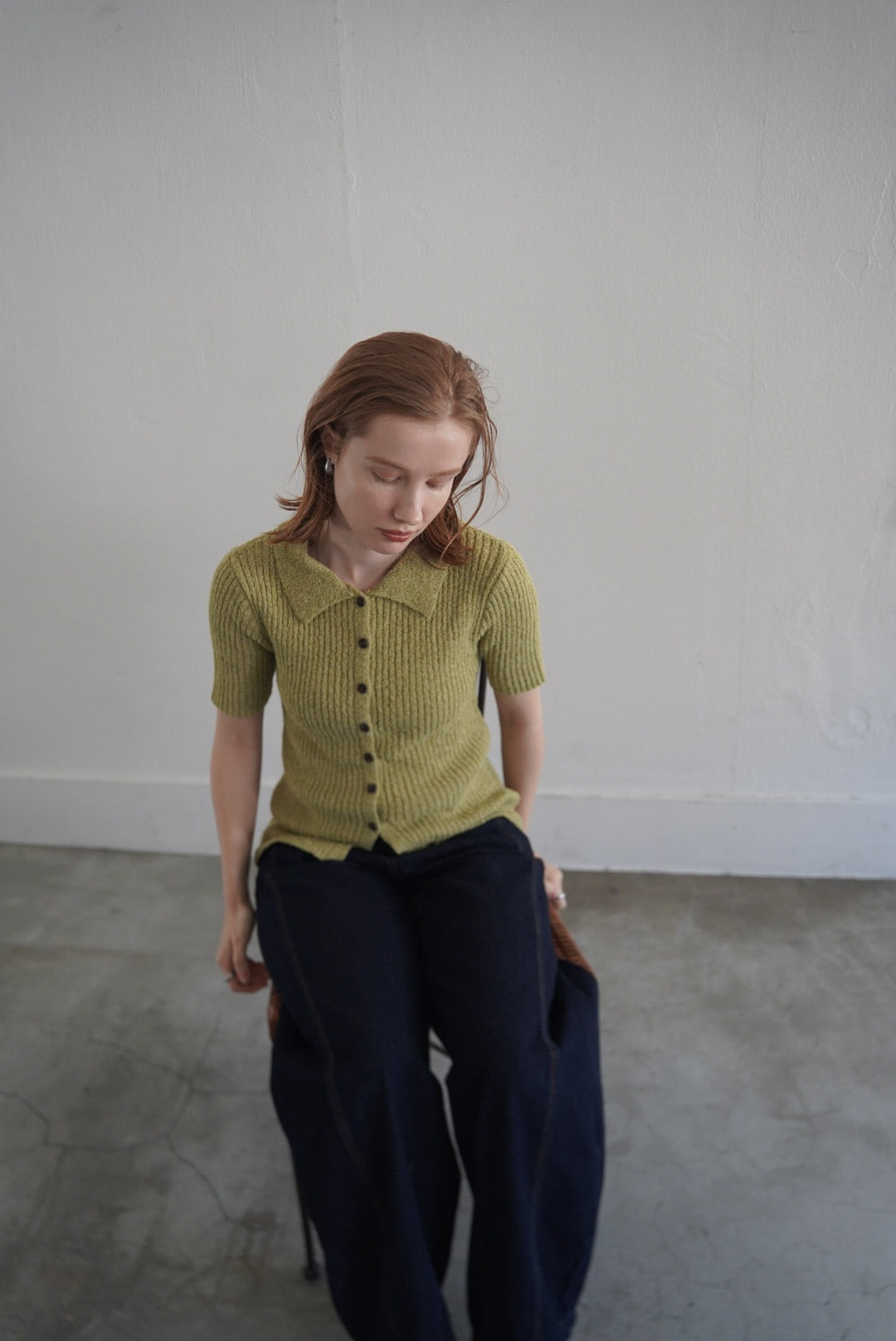 Bouclé knit polo