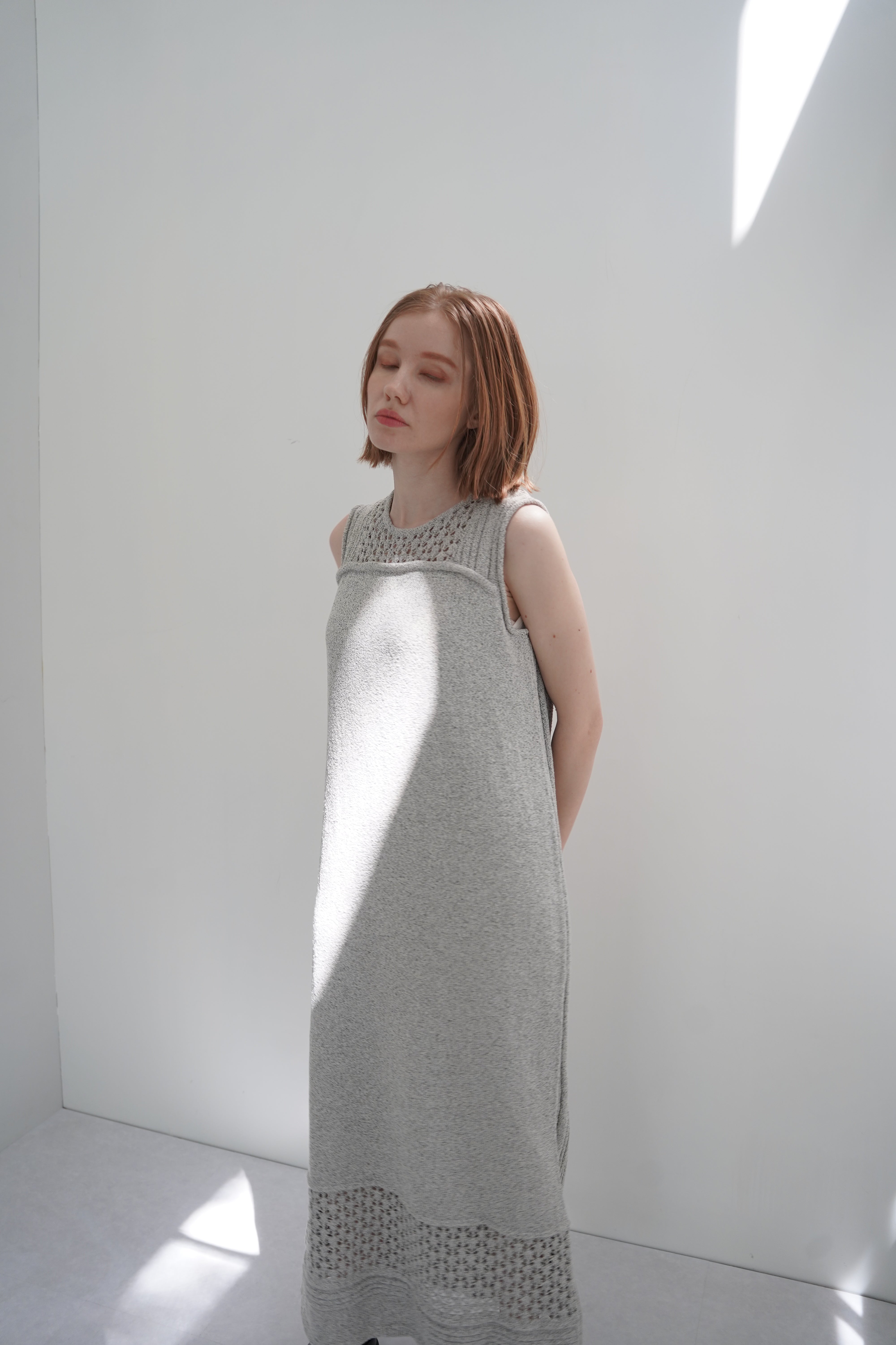 Slab flannel knit one-piece