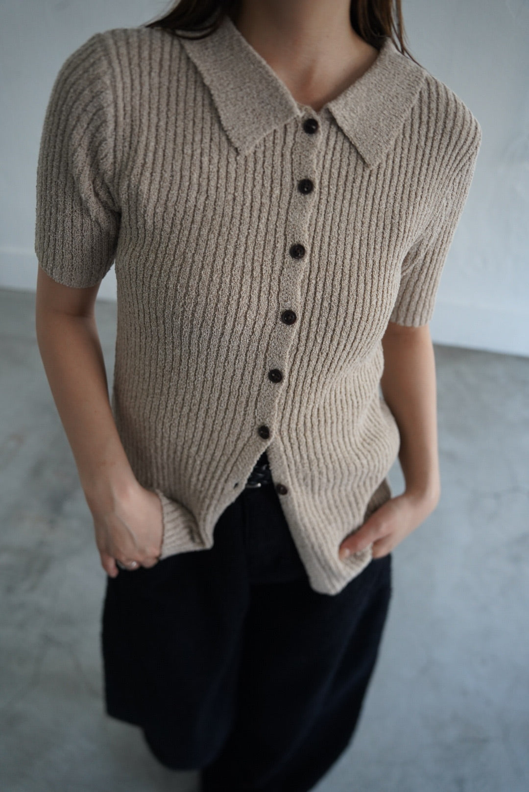 Bouclé knit polo