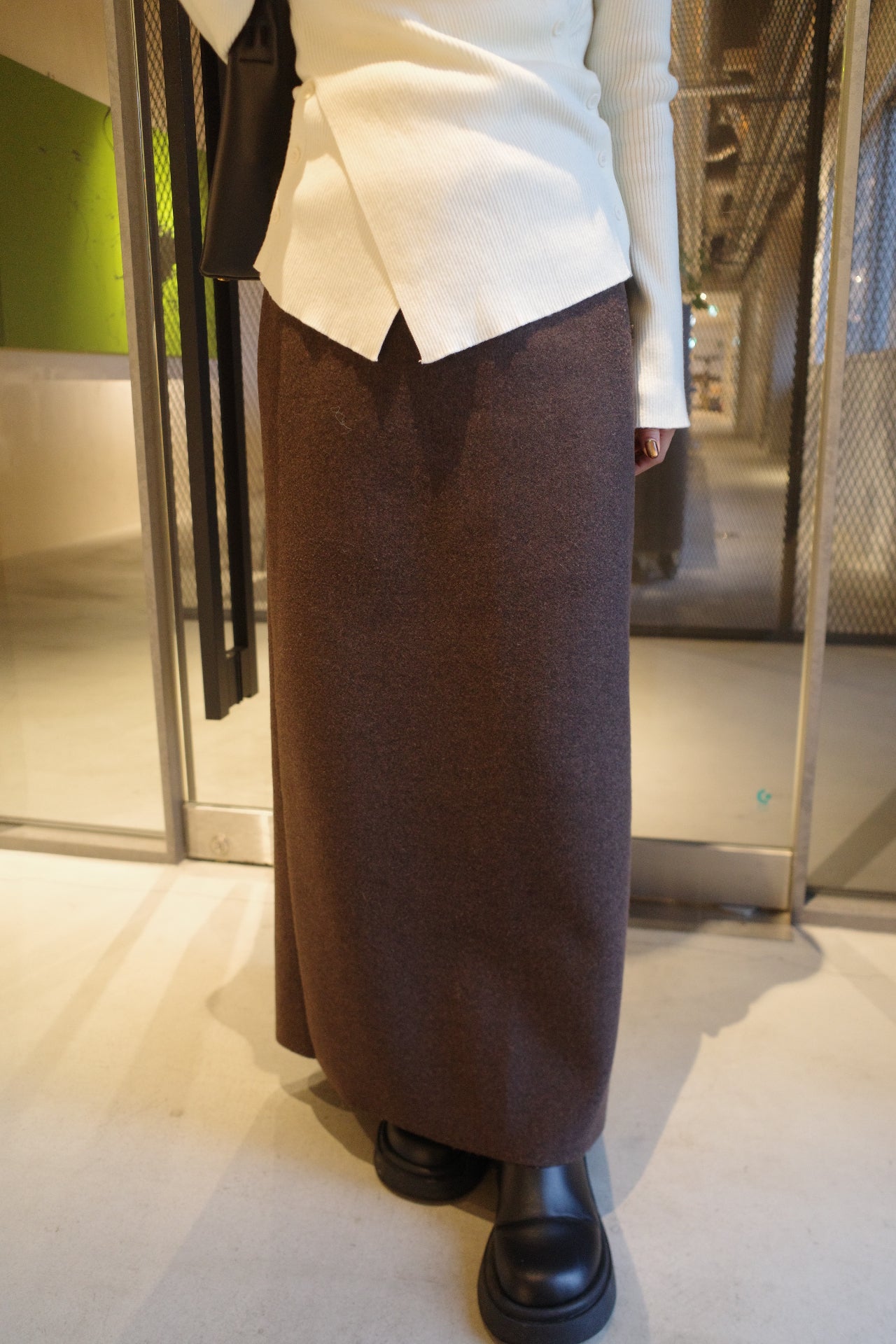 Wool soft long skirt