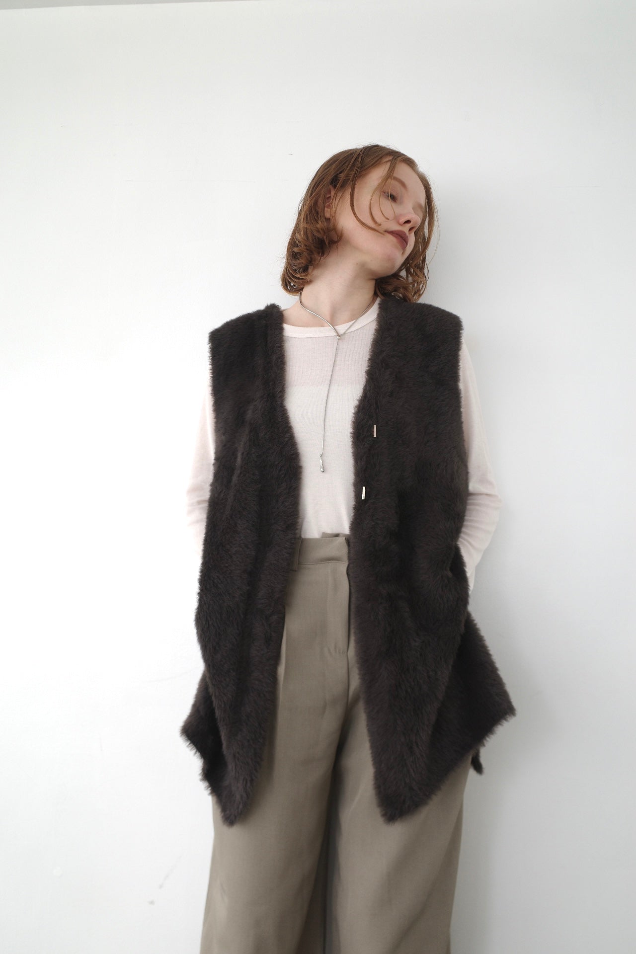 Double face shaggy gilet