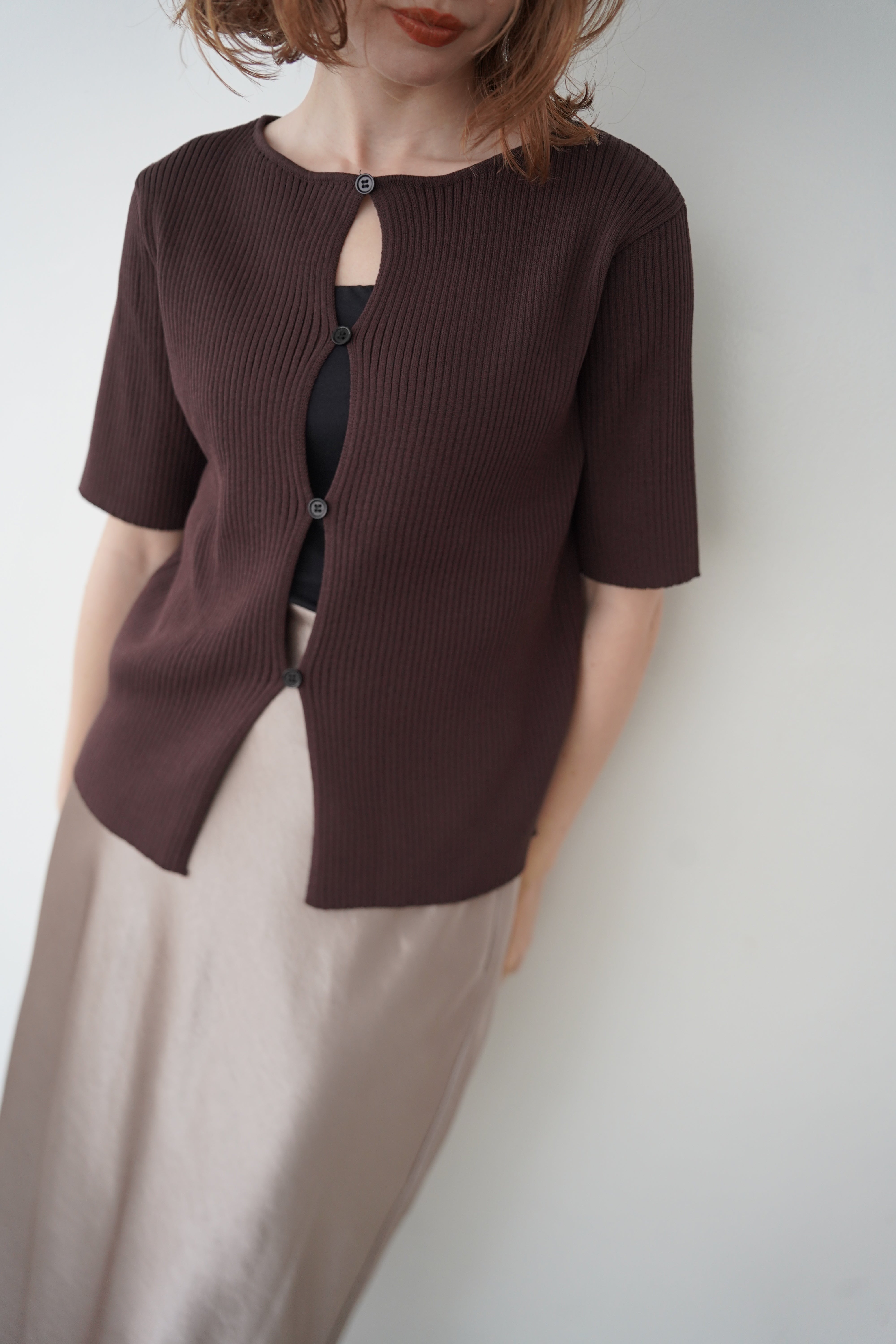 Front button half sleeve top