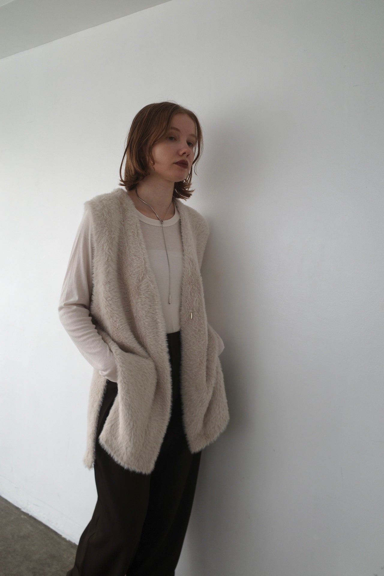 Double face shaggy gilet