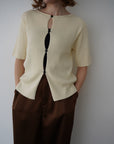 Front button half sleeve top