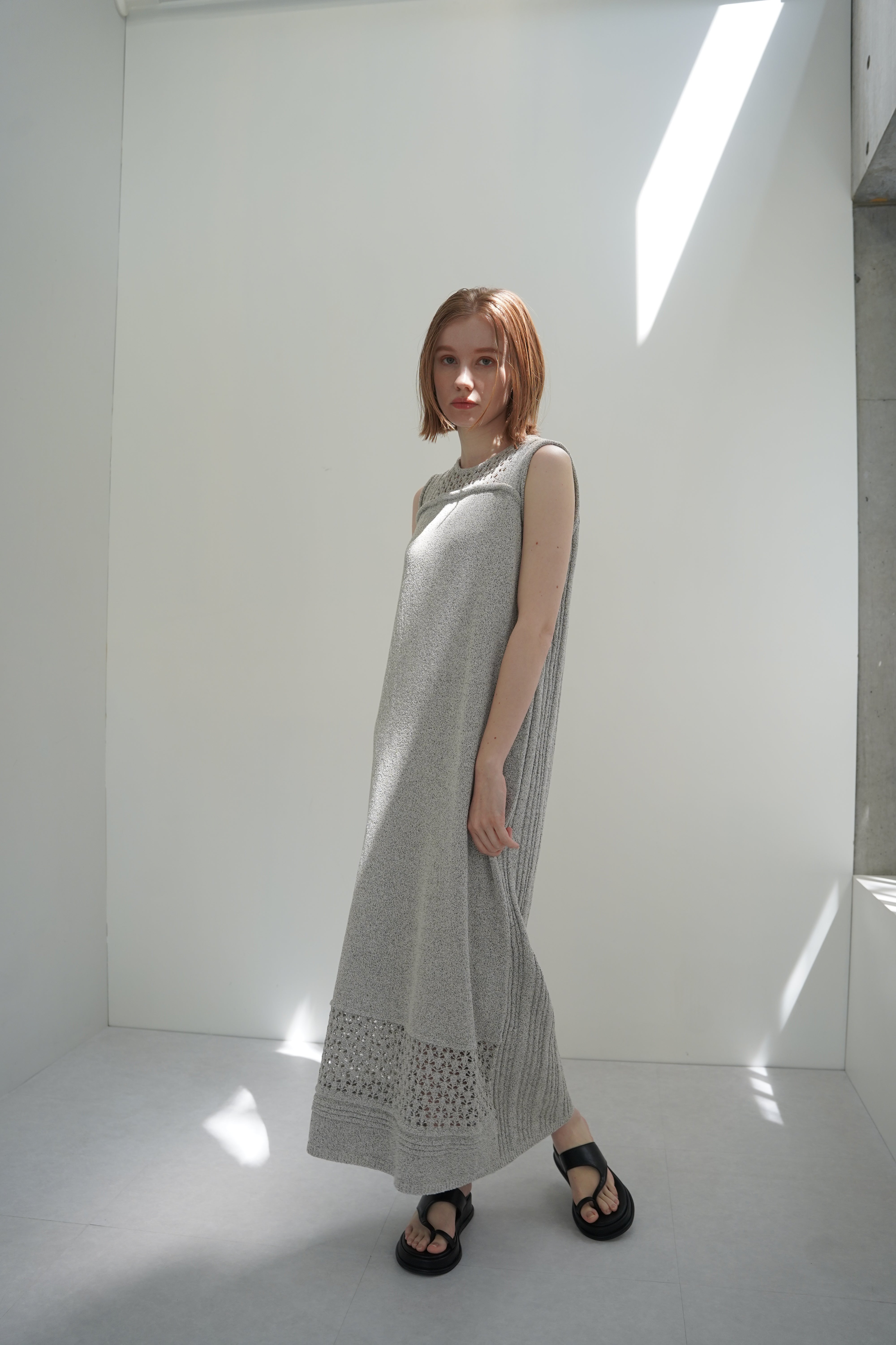 Slab flannel knit one-piece
