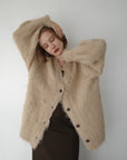 Shaggy mohair long cardigan