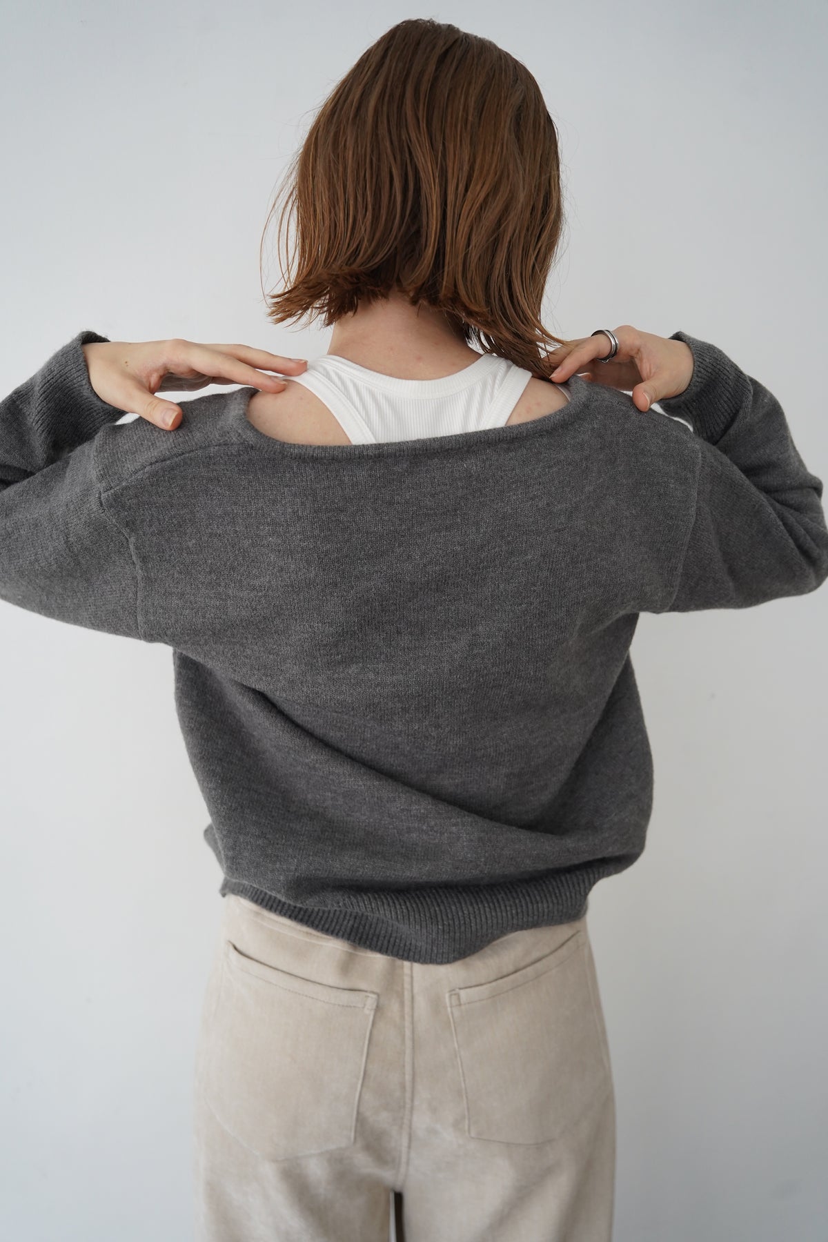 【予約販売】-10月下旬発送-Deep Vneck layered knit SET