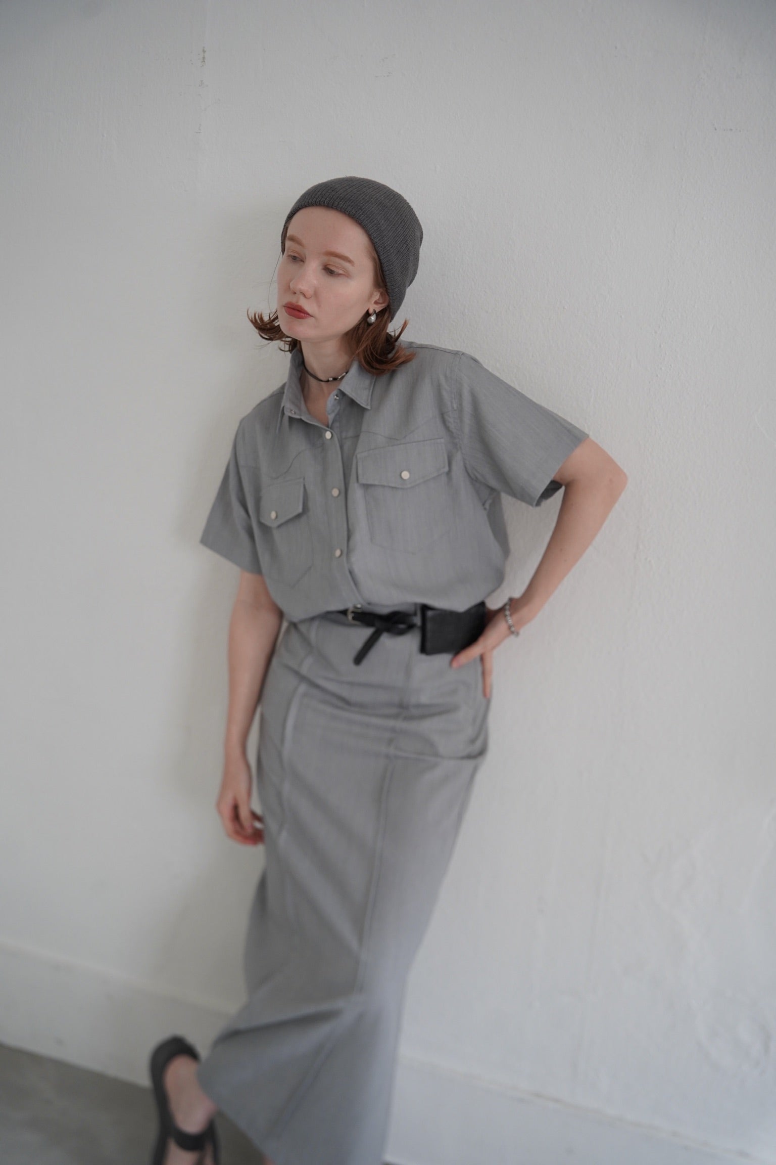 Switching  long skirt