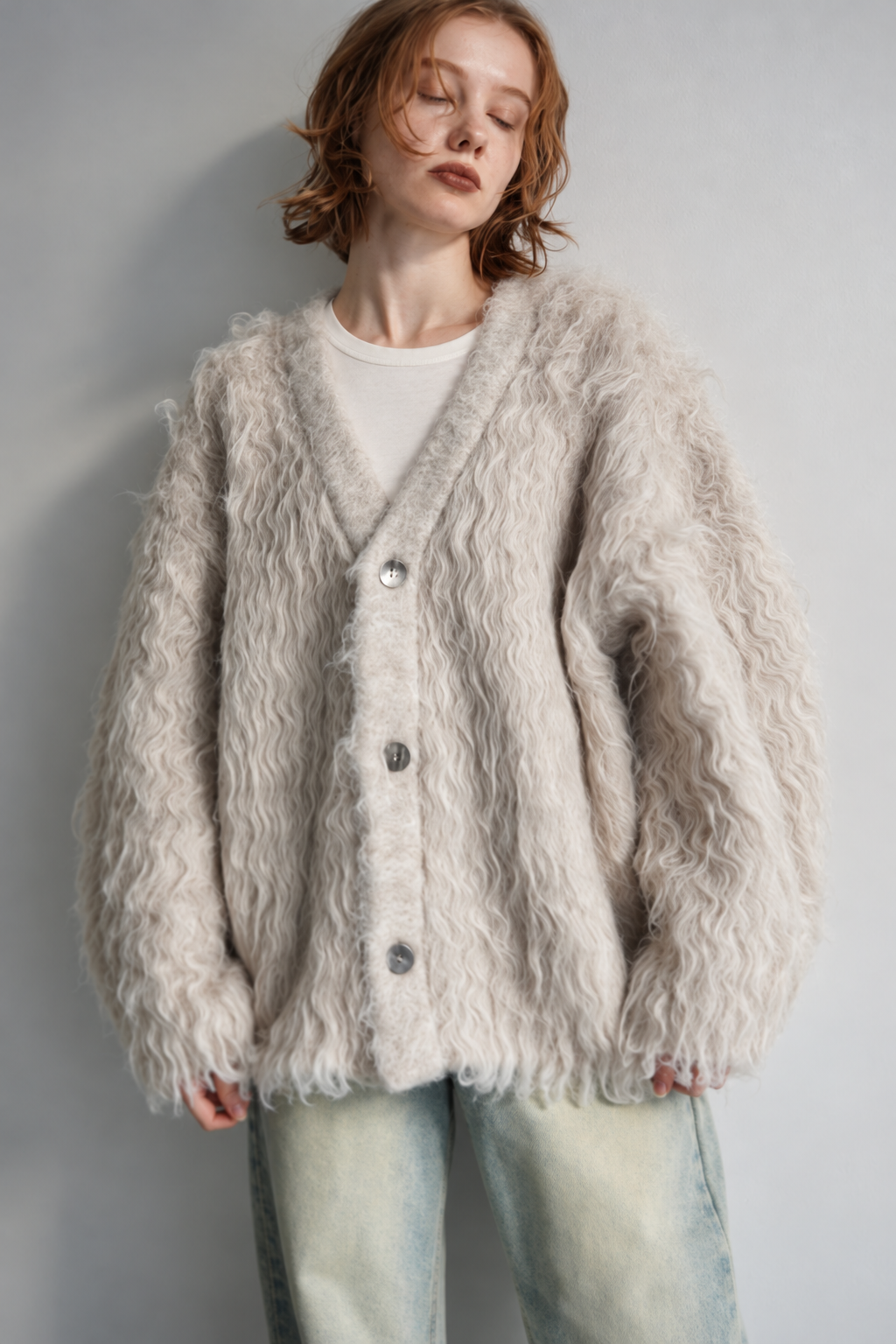 Shaggy mohair cardigan