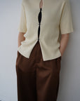 Front button half sleeve top