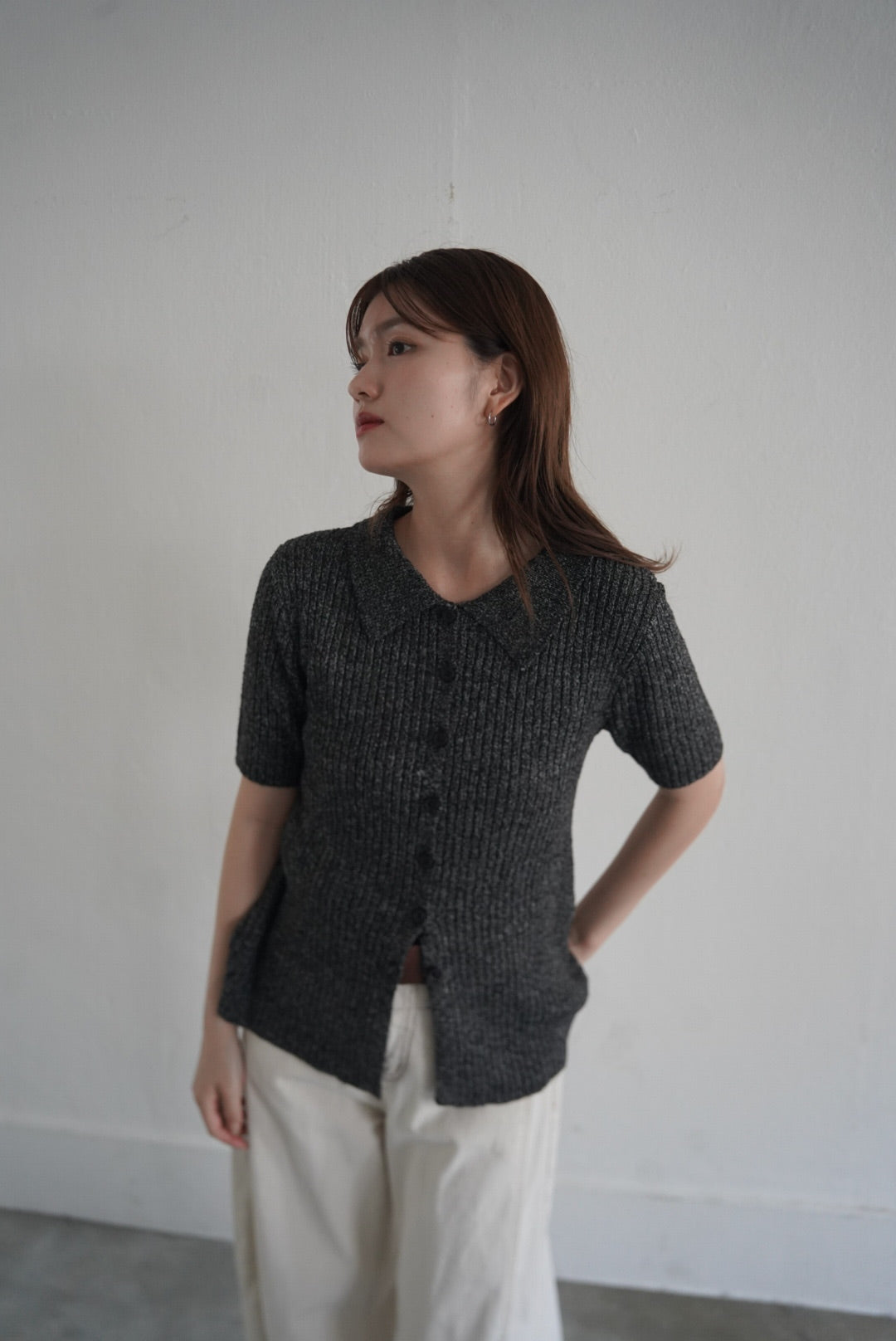 Bouclé knit polo