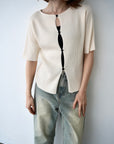 Front button half sleeve top