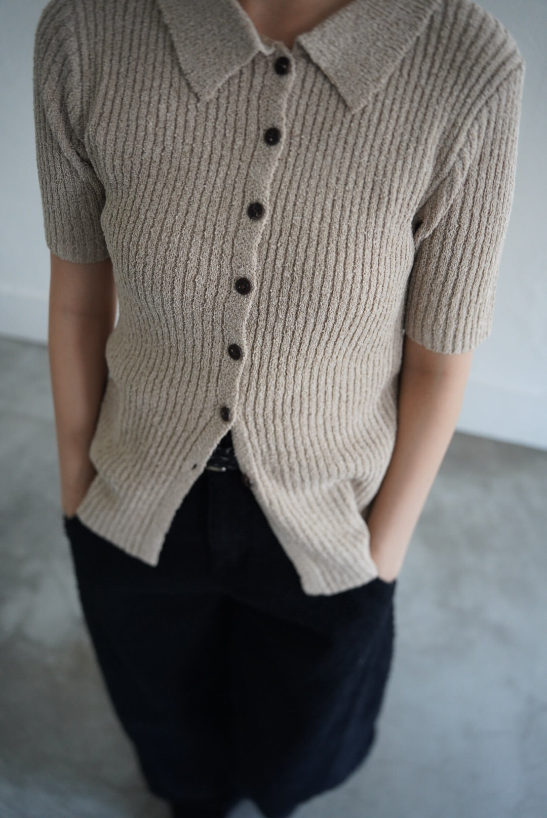 Bouclé knit polo