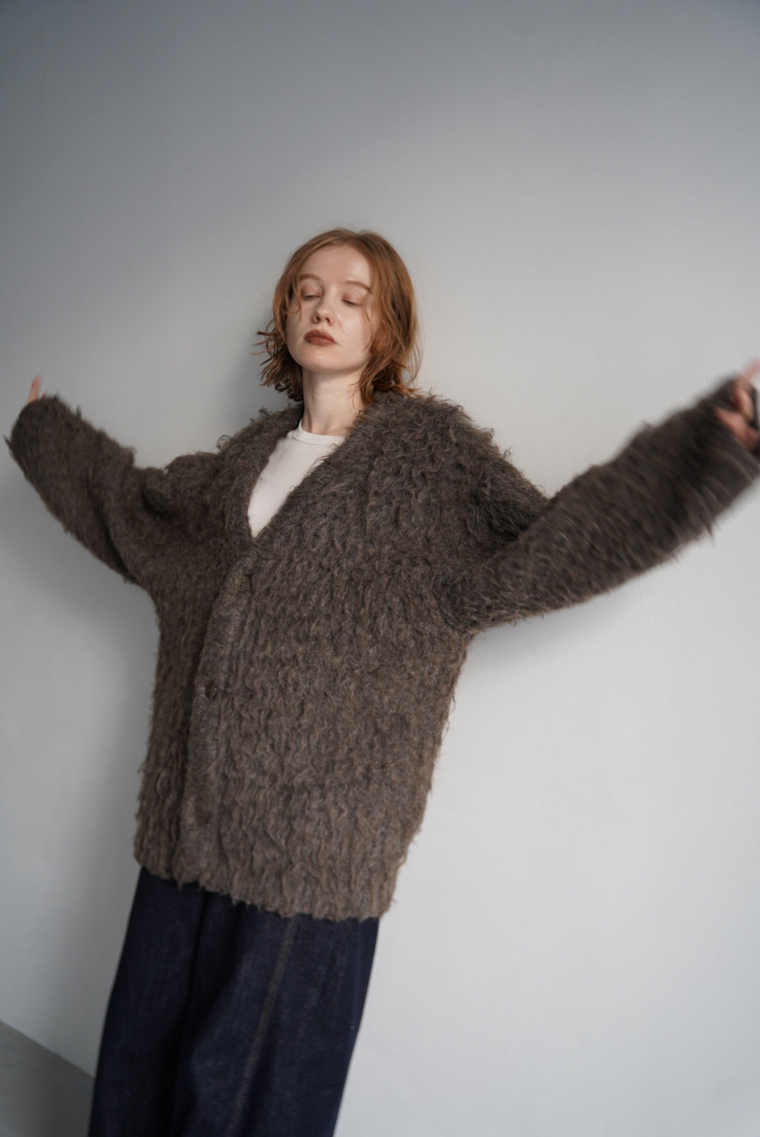 Shaggy mohair cardigan