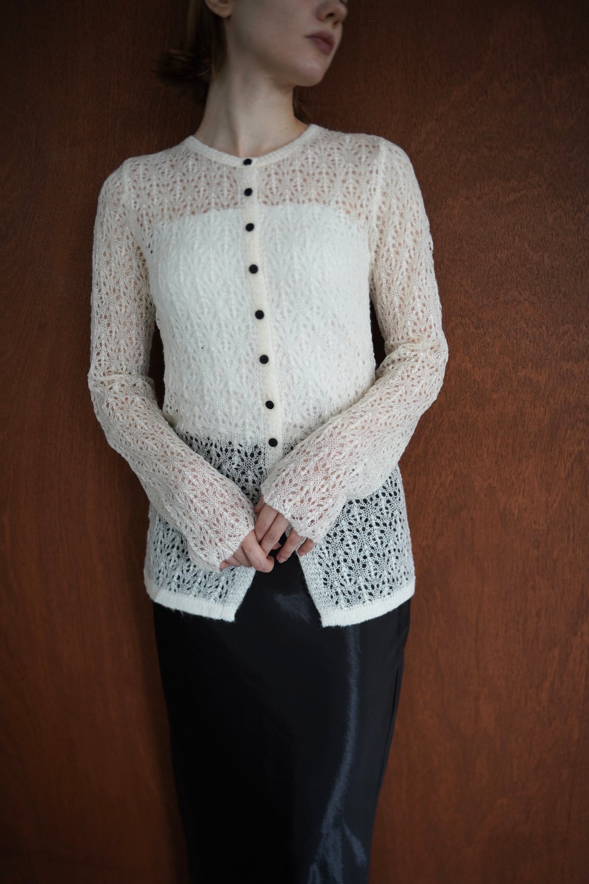 Mohair Touch Openwork Cardigan