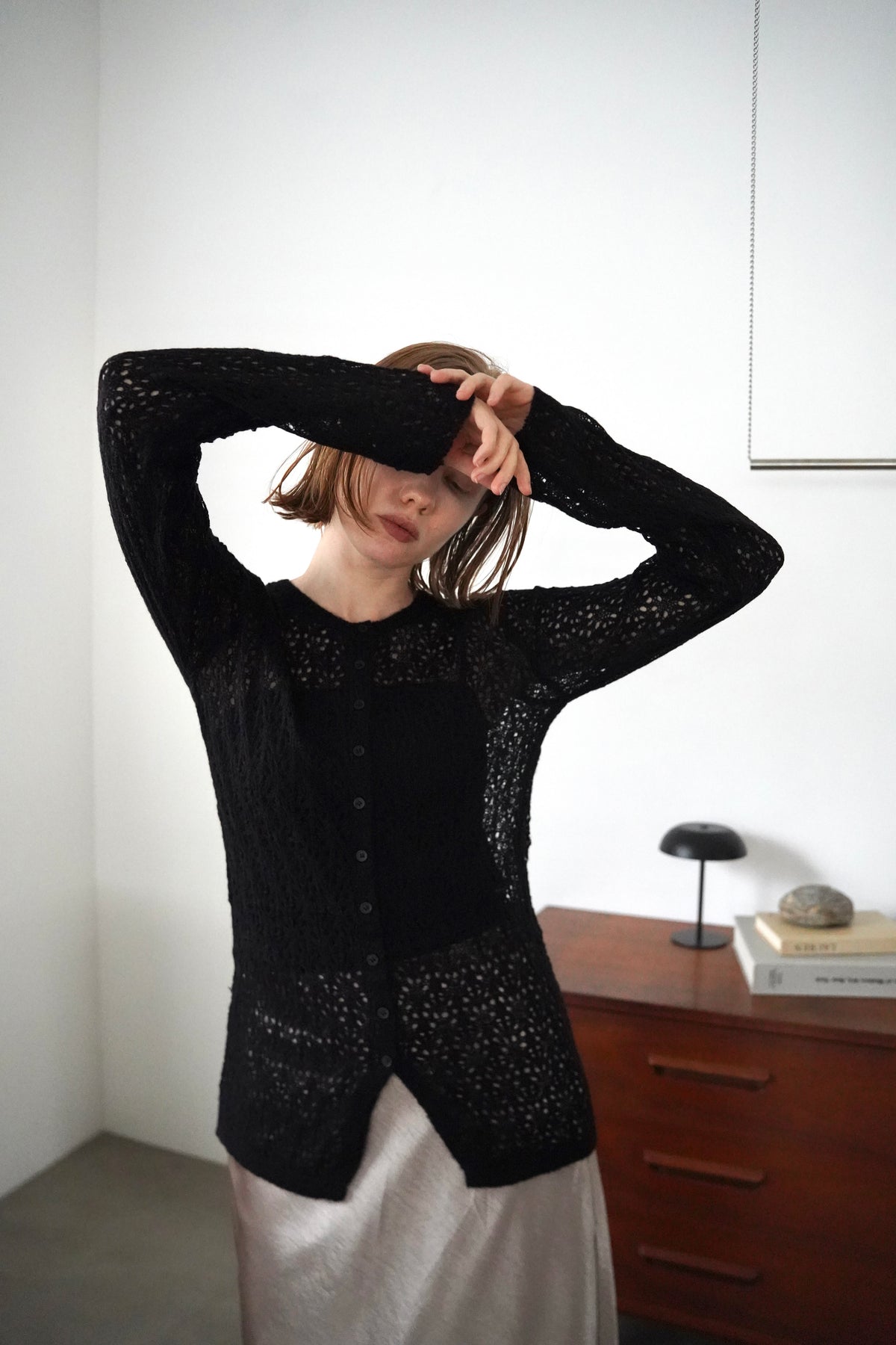 Mohair Touch Openwork Cardigan