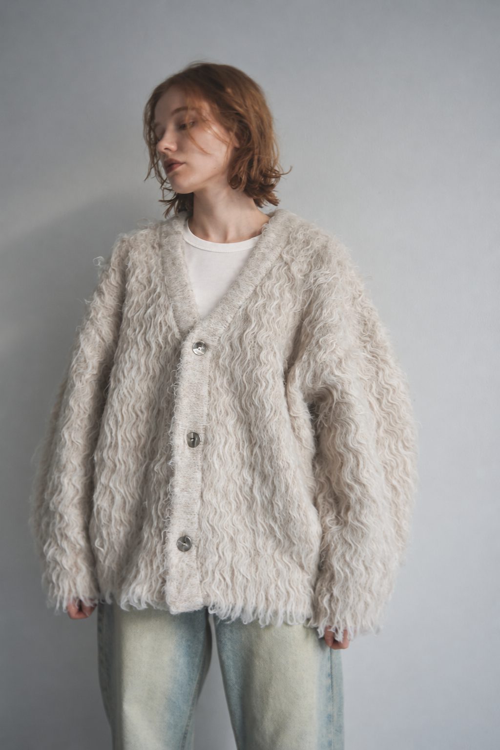 Shaggy mohair cardigan