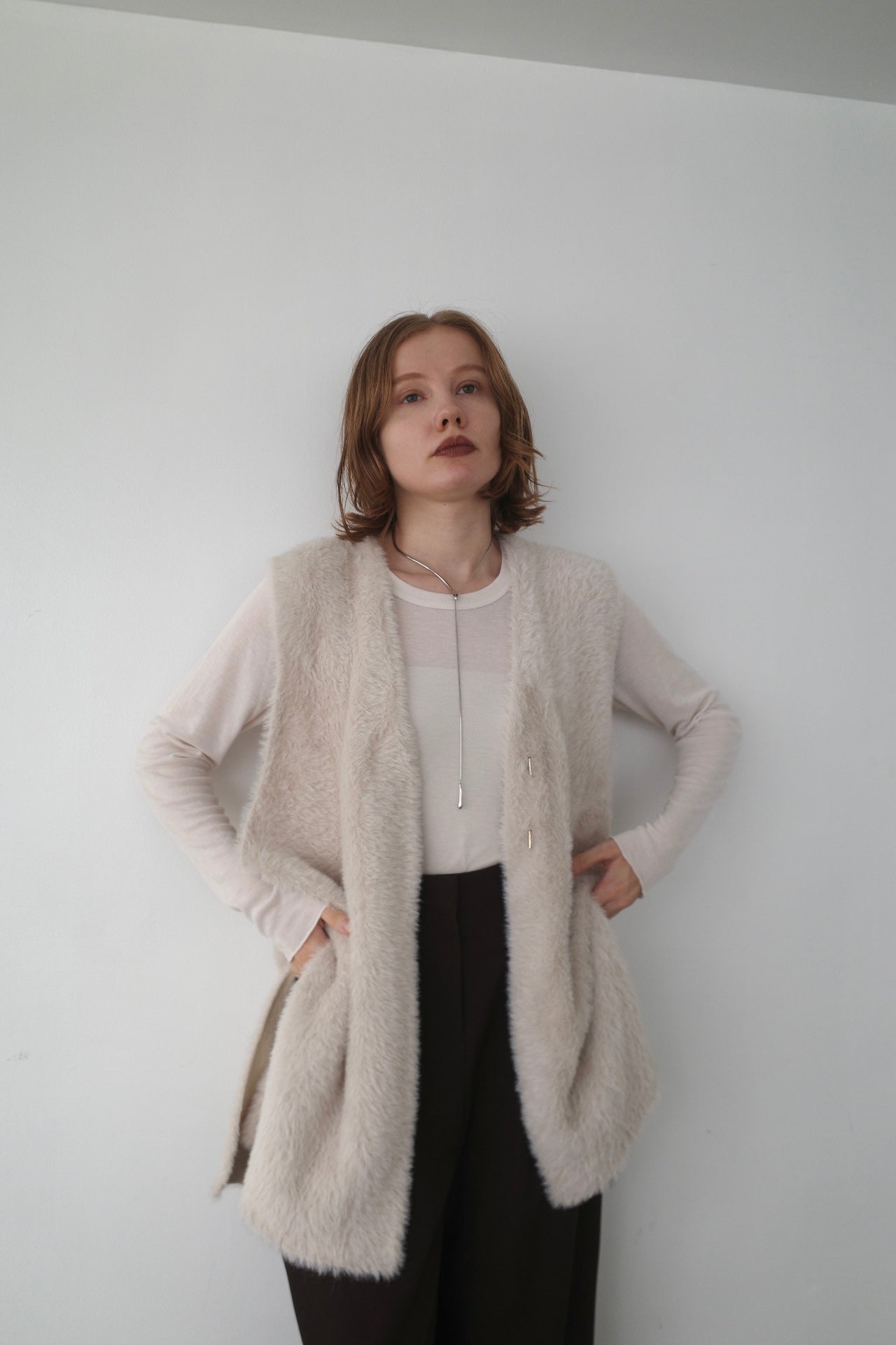 Double face shaggy gilet