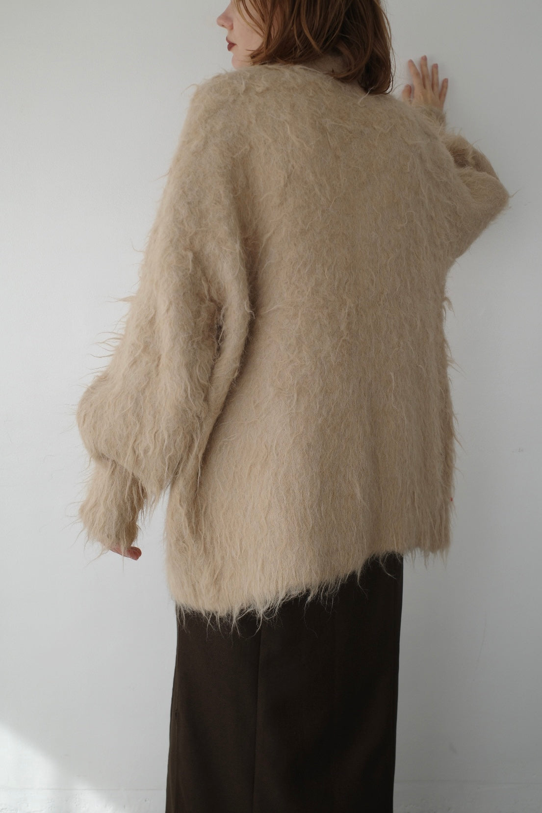 Shaggy mohair long cardigan