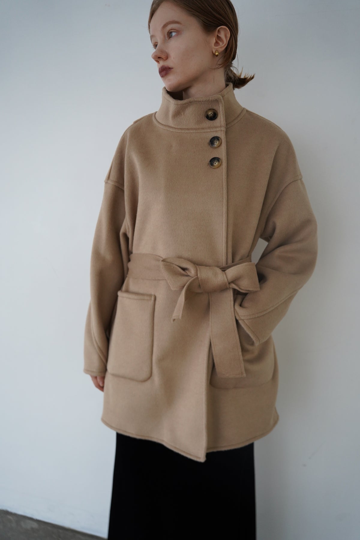 【予約販売】11月中旬発送-Back button stand shaggy coat