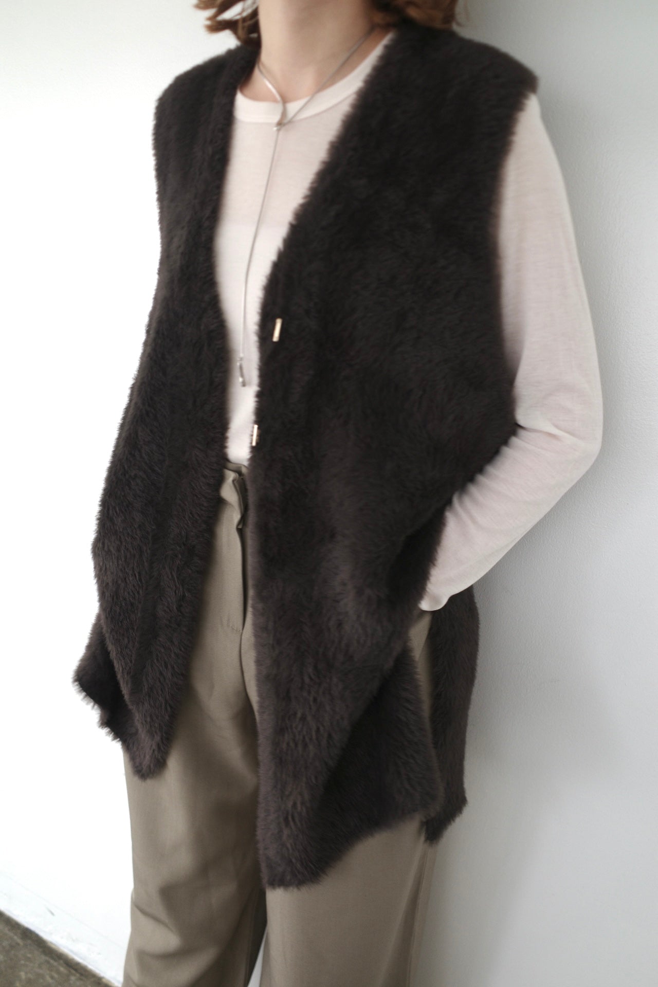 Double face shaggy gilet