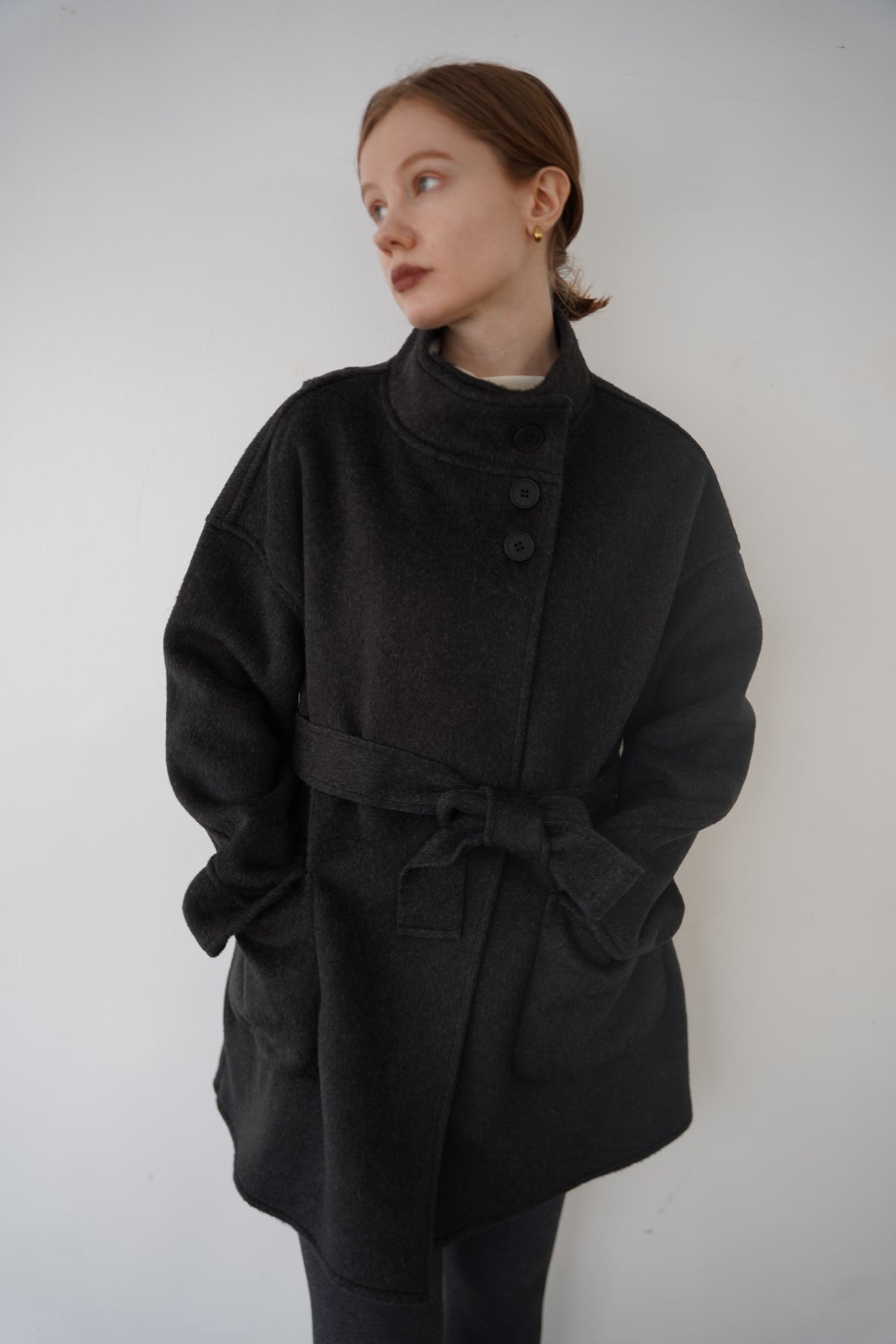 【予約販売】11月中旬発送-Back button stand shaggy coat