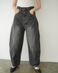 Curve balloon denim pants