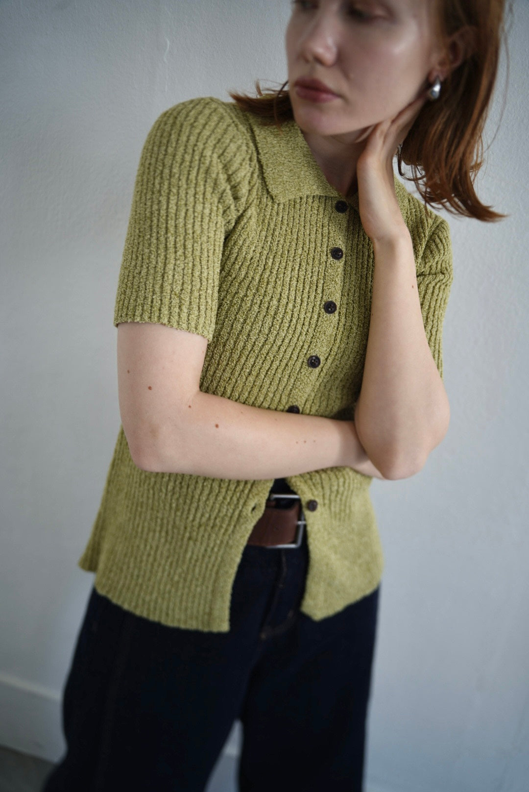 Bouclé knit polo