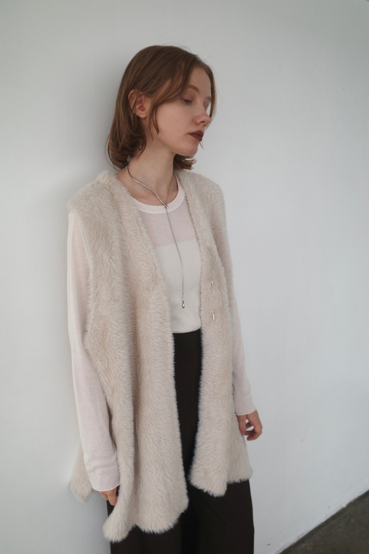 Double face shaggy gilet