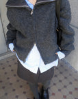 W zip bouclé knit